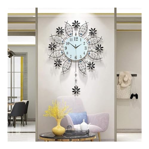 Horloge murale moderne en métal de fleur XJBTBA salon