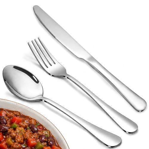 Silverware Set,SANTUO Stainless Steel Knives Spoon Forks Set for Home, Kitchen and Restaurant, Mirror Polished& Dishwasher Safe (12pcs-Silverware set)