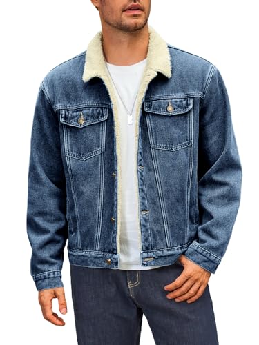 Runcati Giacca di jeans da uomo in pile denim, vintage,