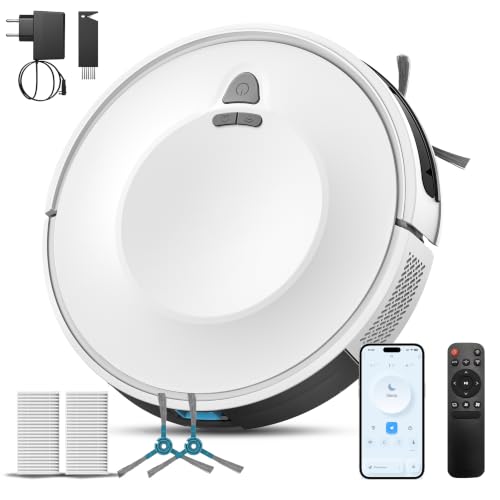 E2 Staubsauger Roboter mit Kartierung 10000 Pa, 150 Min. Laufzeit, 660 ml Großer Staubbehälter, APP-, Sprach- & Fernbedienungssteuerung, roboterstaubsauger Intelligente Reinigung für Tierhaare & Staub