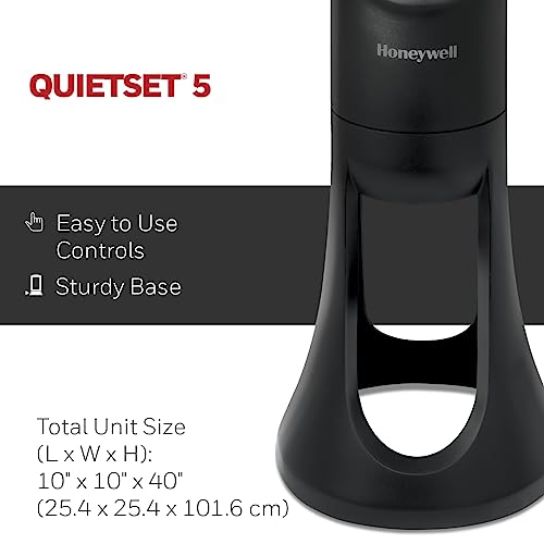 Honeywell HYF260BC QuietSet® Whole Room 40” Tall Tower Fan Home, Bedroom, Office, 75° Oscillation, Remote Control, 5 speeds, Slim Profile, Auto Shut-Off, Portable, Easy-to Use Controls, Black by Honeywell - Image 4