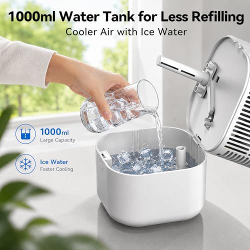 Portable Air Conditioners 4-in-1 Mini Air Conditioner Evaporative Air Cooler Portable AC with 1000ML Tank 3 Speeds 7-Color LED Small Air Conditioner with Timer for Bedroom Desktop Home Office White by SOYEWV - Used condition - Image 5