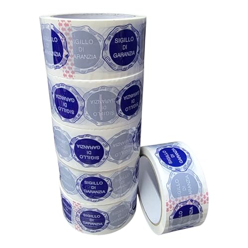 Terryshop74® 6 Rotoli Nastro Adesivo in Polipropilene con Stampa “SIGILLO DI GARANZIA” – 48 mm x 66 m – 45 Micron – Adesivo Forte per Imballaggi e Sigillature Professionali