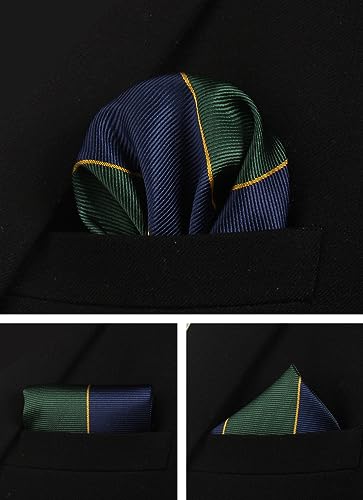 Image of Striped Plaid Polka Dot Mens Tie Formal Necktie Pocket Squares Ties Clips Cufflinks Classic for Men Set