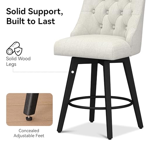 Image of 26 inch Counter Height Swivel Bar Stools, Set of 2, Dark Grey