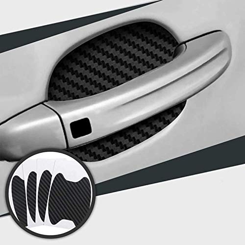 Image of ZYTC 4pcs 3D Super Reflective Stickers Carbon Fiber Strips Car Side Door Edge Bumper Anti-Scratch Protection Guards Trim Stickers Universal (Door Handle Wrist Sticker Black)