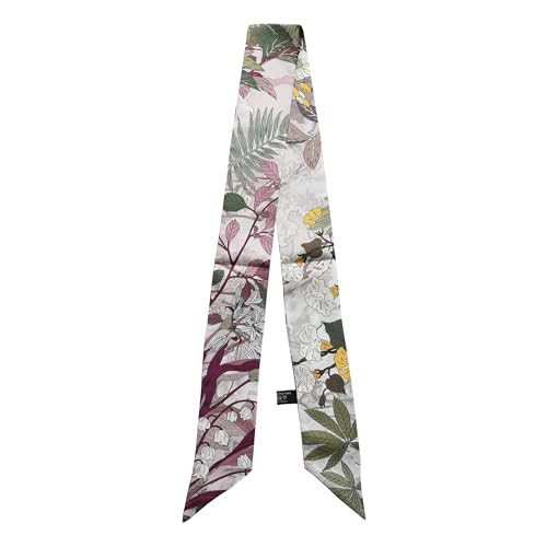JERLA 100% Mulberry silk Scarf Bag scarf Head Hair Ribbon Handbag Handle wrap Tie Bundle Neckerchief Scarf for women