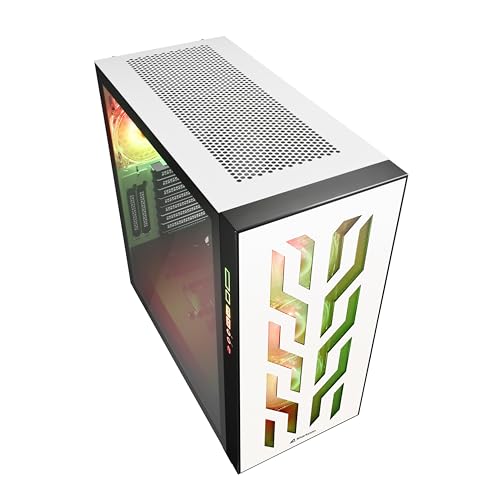 Image of Sharkoon Elite Shark CA300T Mid Tower PC Computer Case I Support Mini-ITX, Micro-ATX, EATX Motherboard I 2X Side Panel Tempered Glass with 4 x 120 mm Addressable RGB LED Fan (pre-Installed) - White