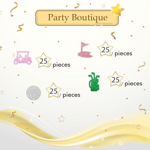 Image of 100pcs Golf Confetti, Pink Glitter Hole In One 1st Birthday Table Confetti, Golf Paper Cut Outs for Sport Themed Birthday /Baby Shower Party Table Decoration