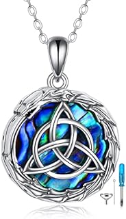 YFN Dragon Urn Necklace for Ashes for Women Sterling Silver Celtic Knot Abalone Shell Cremation Necklace Jewellery Gifts for Men