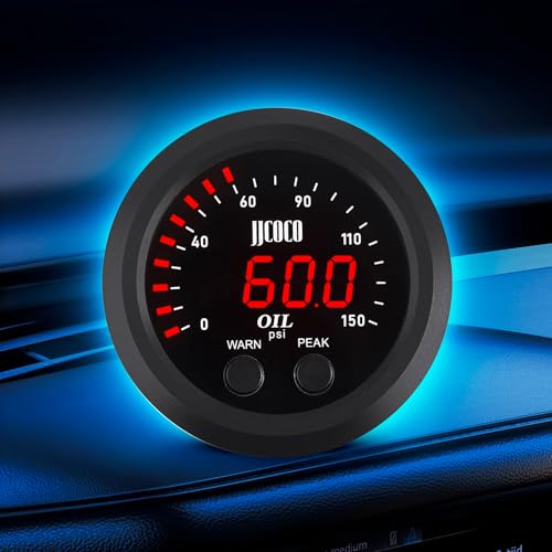 Universal Oil Pressure Gauge Kit 2-1/16" (52mm) 150 PSI - Digital Meter Red Display with 1/8NPT Electronic Sensor - for Boat Marine Car Auto Truck Automotive Gauge Sets