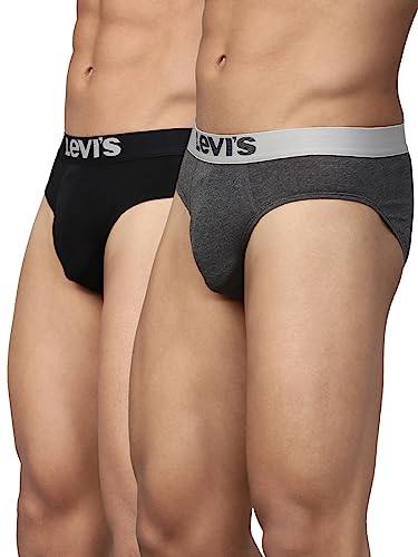 Levi's 017 Brief for Men with Contoured Double Pouch, Tag Free Comfort & Smartskin Technology (Multicolor - Pack of 2)