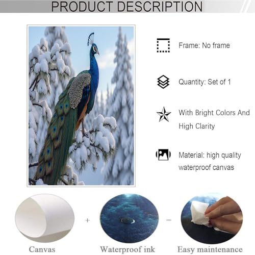 Lienzo de pavos reales 60x90cm para renovar paredes vacías con estilo natural 7