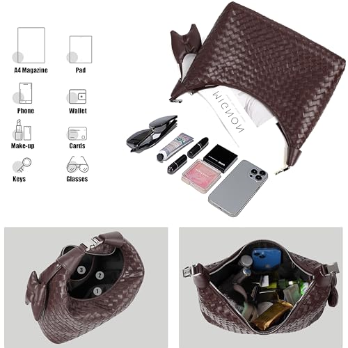 Crossbody Bags for Women Woven Leather Shoulder Handbags Trendy Crescent Bag Soft Hobo with Adjustable Strap4