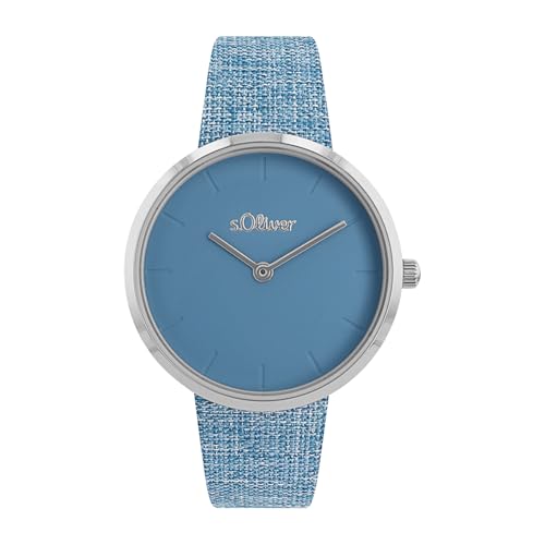 s.Oliver Armbanduhr Damen Quarzuhr Analog, mit Leder Armband, Schwarz, 5 bar Wasserdicht, Kommt in Uhren Geschenk Box,