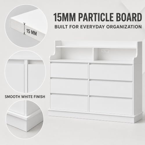 SierraSquad Modern 6-Drawer Dresser with LED Lights and Charging Station by SierraSquad - Image 6