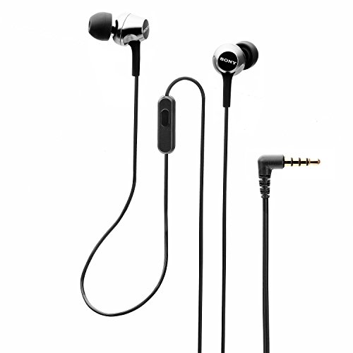 Image of Sony MDR-EX255AP Wired in-Ear Headphones with Tangle Free Cable, 3.5mm Jack, Headset with Mic for Phone Calls and 1 Year Warranty - (Black)