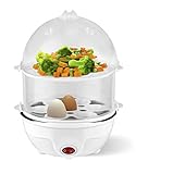 Team Kalorik 2-in-1 Eierkocher und Dampfgarer, Für bis zu 14 Eiern, Inklusive Messbecher und Ei-Pick, 350 W, Weiß, TKG EK 1001