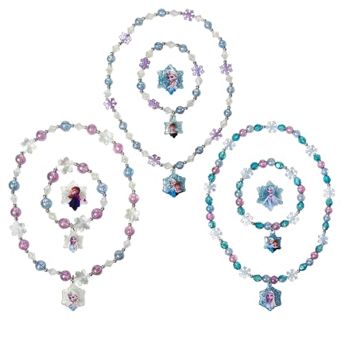 LUV HER Ensemble de bijoux pour filles – Coffret à bijoux avec colliers de perles, bracelets et bagues – Accessoires de jeu La Reine des Neiges – À partir de 3...