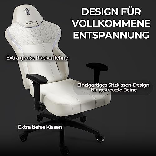 Sedia da gioco con pelle PU, sartoriale da gioco, per persone pesanti, ergonomica, inclinabile, per computer, grande e grande ufficio, con schienale alto (bianco) - Sedia gaming - Immagine 2