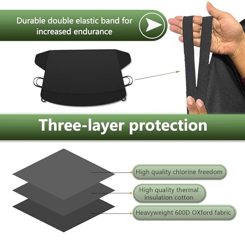 Image of 1 PC Car Windshield Cover, 70.9 inch / 180 cm x 47.2 inch / 120 cm Thickened Oxford Cloth Snow Cover, Anti-Freeze and Anti-Frost Car Protective Cover, Universal for Most Cars (Black)