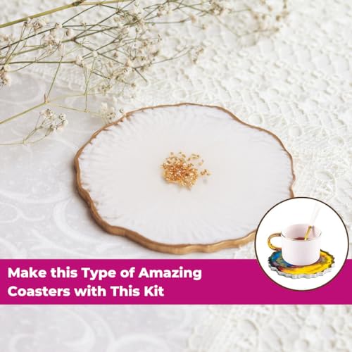 Image of Oytra Resin Coaster Making Kit with Moulds and Tools for DIY Art & Craft Materials Casting Set for Beginners Perfect Return Gift