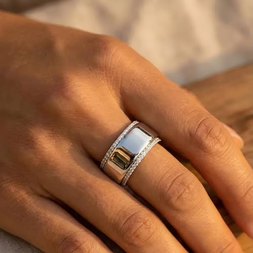 Image of Jstyle Wedding Bands for Women Eternity Band Rings Stackable Cubic Zirconia Ring 2-2.5MM Engagement Band Ring for Women Dainty Simulated Diamond Rings No Tarnish Size 5-9