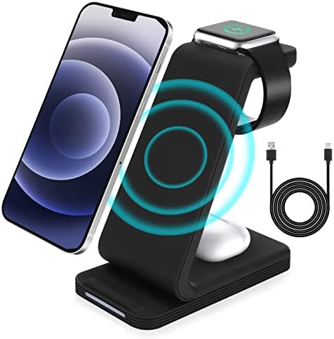 Cargador inalámbrico 3 en 1 Holres Cargador Qi Soporte de cargador  inalámbrico 15 W Estación de carga rápida Soporte de carga para Apple iWatch  Airpods iPhone 13/12/12 Pro/11/11 Pro/X/Xr/8/8 Plus - PREYCA