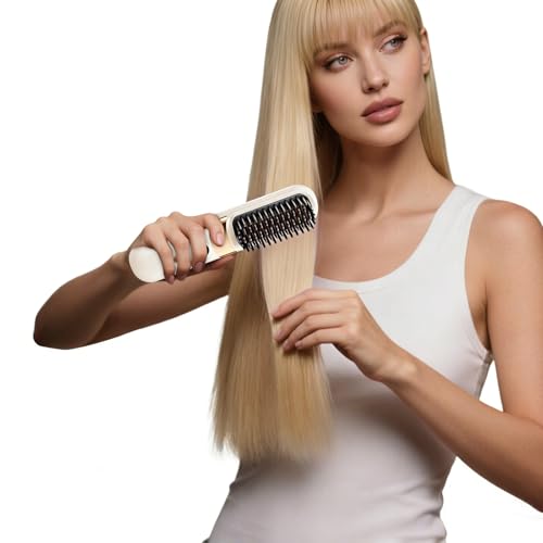 Plancha para el cabello inalámbrica con cepillo, recargable por USB-C con 4 temperaturas y pantalla digital miniatura 4