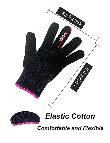 AFT90 2 Heat Resistant Glove for Hair Styling, Curling Iron, Flat Iron and Curling Wand, Black, Pink Edge