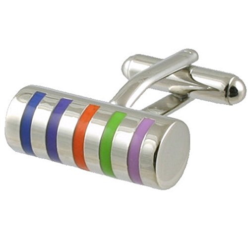 Preisvergleich Produktbild Select Gifts Manschettenknöpfe Manschettenknöpfe Regenbogen~ verschiedene Muster Farbe Streifen Zylinder wählen Sie Geschenk Tasche