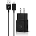 Samsung Galaxy Tab S 10.5 LTE Adaptive Fast Charger Micro USB 2.0 [1 Wall Charger + 2x Micro USB Cable] AFC uses dual voltages for up to 50% faster charging! - BLACK - Bulk Packaging