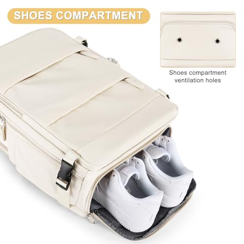 Image of Beige Large Travel Backpack For Women Men Airline Approved Personal Item Backpack For Airlines Carry On Backpack Flight Approved Waterproof Backpack For Traveling On Airplane Weekender Travel Bag