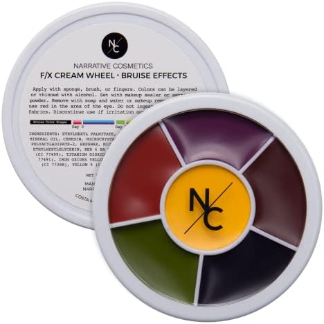 Narrative Cosmetics 6-Color Bruise Wheel, Professional SFX Cream Makeup Palette with Foam Sponges for the Stage, Film, Costumes, Cosplay
