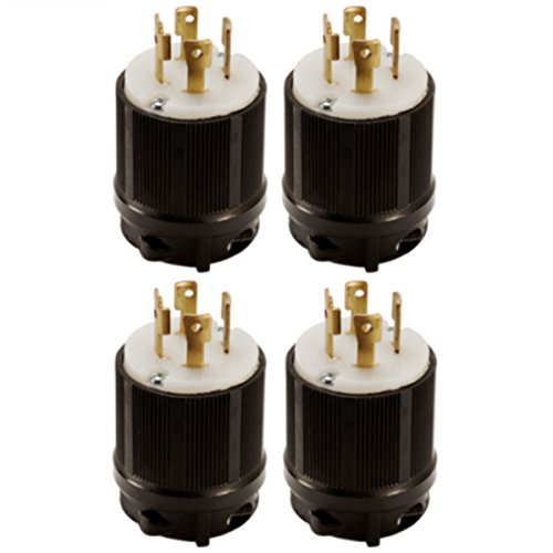 Image of OCSParts L16-30P Grounding Locking Plug, 30A 480V AC, 3 Pole 4 Wire, cUL Listed, NEMA L16-30 (Pack of 4)