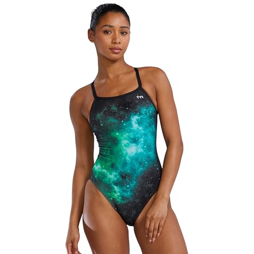 TYR Women's Durafast Elite Diamondfit Swimsuit, Green/Starborne, 26