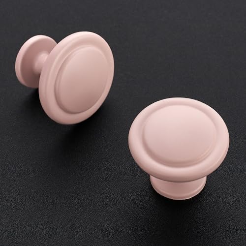 Image of Ravinte 5 Pack 1-1 /4 Inch Kitchen Cabinet Knobs Pink Frosted Zinc Pulls Door Handles for Dresser Drawers