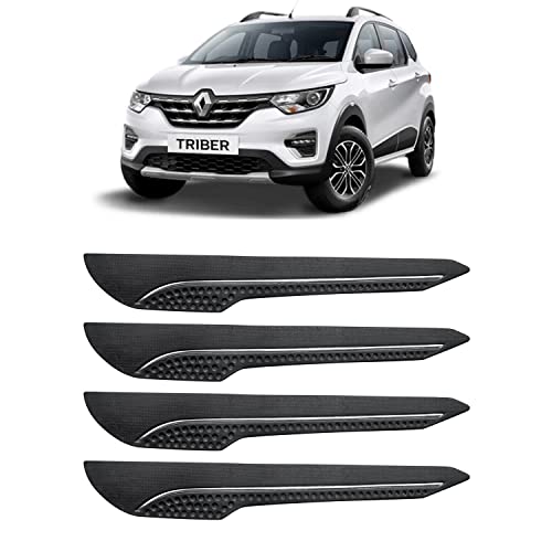 Image of AOSIS-Car Bumper Protector /Bumper Guard for Renault Triber with Single Chrome Stripe (4-Pcs)