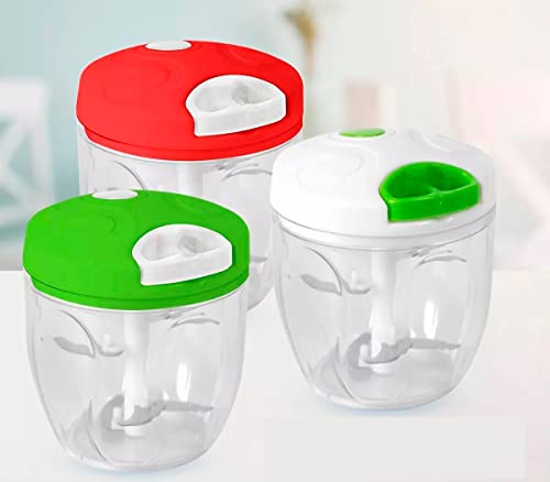RevolutionLine - Picadora Cortadora Manual de Alimentos | Trituradora de verduras, minipicadora de frutas | Cortador de Carne y Verduras | Picadora Manual de 3 cuchillas con Cuerda | Capacidad: 900ml - imagen 4