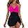 Maillot de Bain Femme 1 Pieces Robe de Bain Femme Gainant Ventre Plat Maillots de Bain Une Pièce Push Up Amincissant Monokini Vintage Dos Nu Col V Sexy Swimsuit Beachwear, Multicolore, M