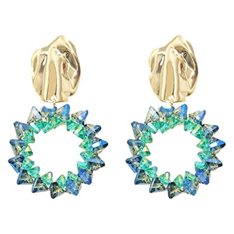 Drop Dangle Earrings for Women Gifts Fashion Green Rhinestone Crystal Jewelry Cover