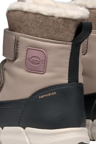 Geox J FLEXYPER GIRL B AB, Snow Boot, DK BEIGE/BLACK, - Image 9