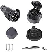 QWORK® 13-polige aanhangerstopcontact met 2 m aanhangerkabel, waterdichte behuizing van gegoten aluminium met kabelboom, voorbedraad voor aanhangwagens, vrachtwagens, caravans QWORK® 13-polige aanhangerstopcontact met 2 m aanhangerkabel, waterdichte behuizing van gegoten aluminium met kabelboom, voorbedraad voor aanhangwagens, vrachtwagens, caravans