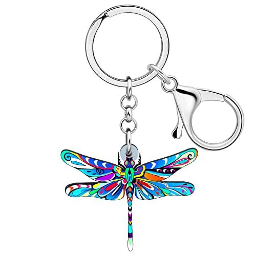 WEVENI Cute Dragonfly Gifts for Women Girls Acrylic Dragonfly Keychain Insect Keyring Pendant Charms Purse Wallet Accessories (Dragonfly D)
