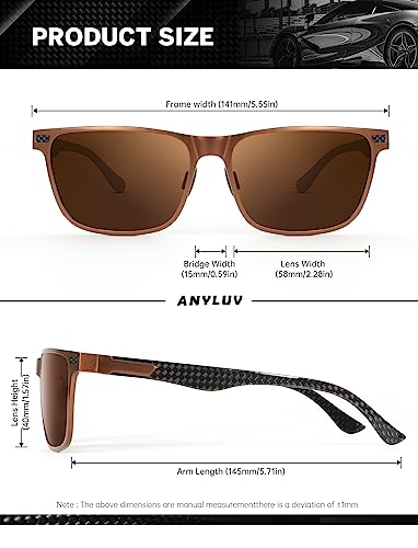Image of ANYLUV Mens Sunglasses Polarized Upgraded Carbon Fiber Temple Sun Glasses Fashion Driving with UV Protection