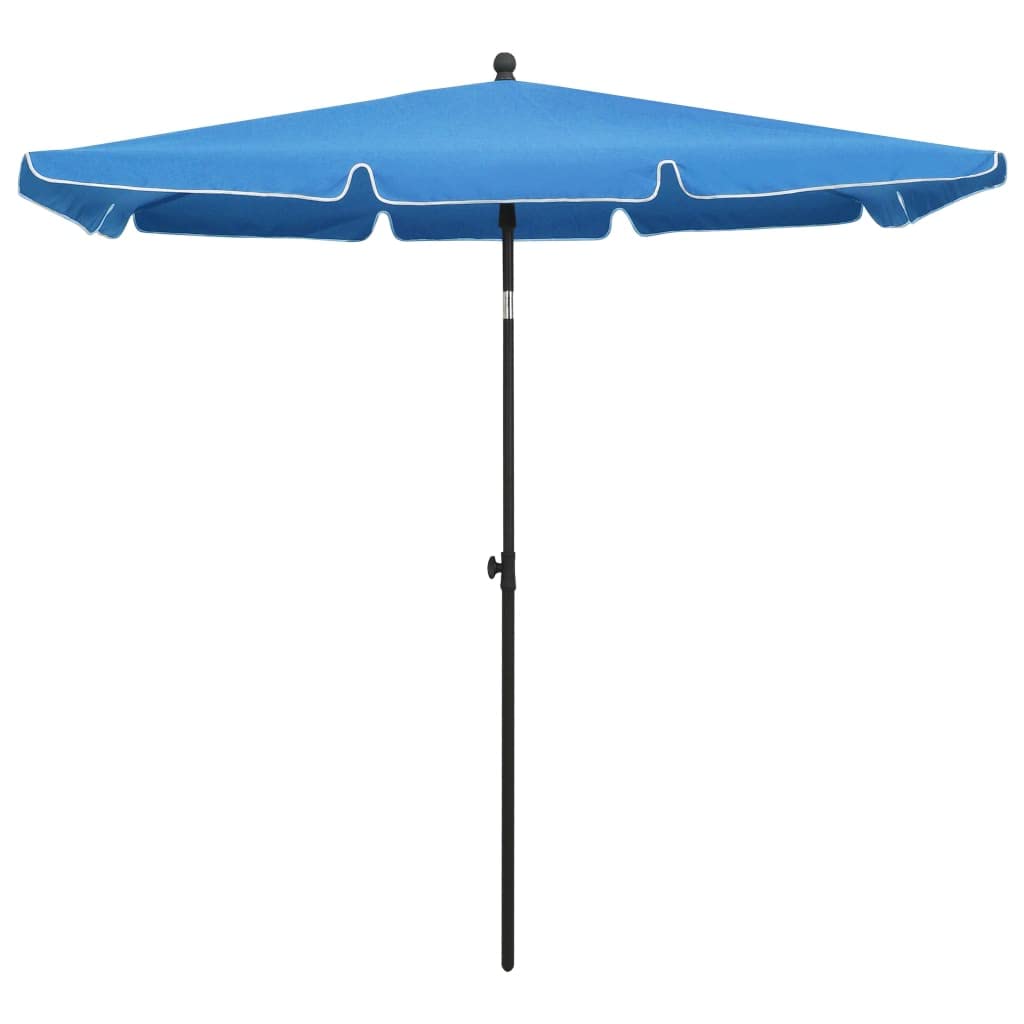 Sombrilla rectangular 210 x 140 cm, sombrilla para balcón plegable con mástil de acero, sombrilla estable para terraza y jardín, sombrilla de jardín regulable en altura con 4 costillas, azul