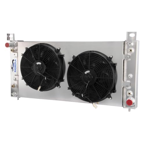 RADREPLA CU2370 4 Row Aluminum Radiator for 1999-2014 Chevy Silverado 1500 2500 GMC Yukon Radiador Radiators Shroud 2x14" Fans 2000 2001 2002 2003 2004 2005 2006 2007 2008 2009 2010 2011 2012 2013 by RADREPLA - Used condition - US$388.55