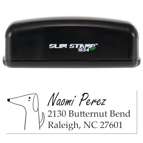 Delightful Dog Cartoon Animal Address Stamp Slim Pre-Inked - Custom Stamp