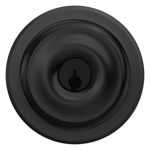 Image of Schlage F51A GEO 622 COH Georgian Door Knob with Cohen Trim, Keyed Entry Lock, Matte Black