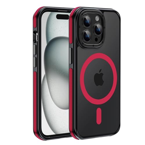 Yzoiko Strong Magnetic Case for iPhone 13 Pro Max [10Ft Military-Grade Protection] Compatible with fit MagSafe Shockproof Slim Thin Cover 6.7 inch 13 Pro Max Phone case, Red Bumper